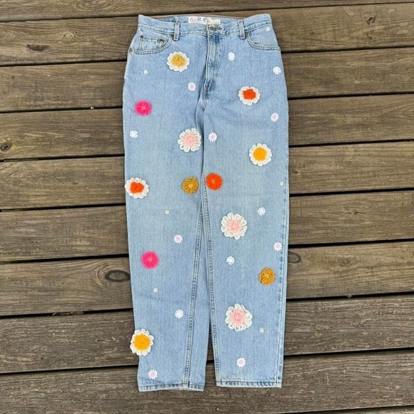Levi's Denim - The Series NY Custom Reworked Floral Design Paper Tag Levi's 550 Mom Style Jeans